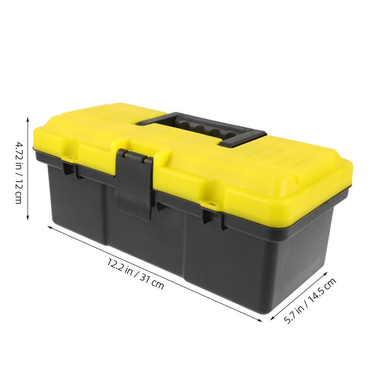 12 Inch Portable Tool Box with Handle Wear Resistant Plastic Storage Organizer for Home Outdoor Use - Image 3