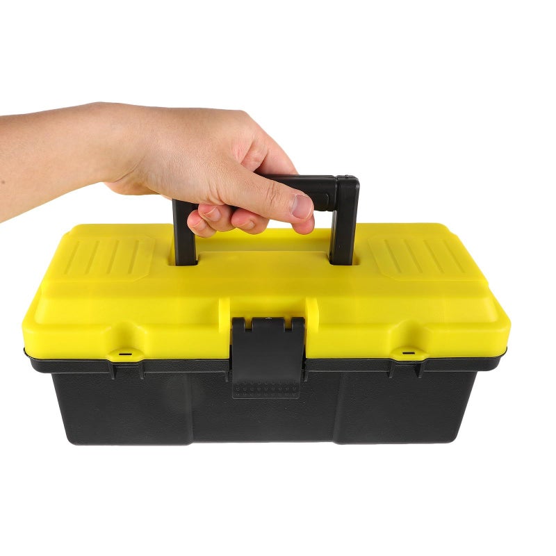 12 Inch Portable Tool Box with Handle Wear Resistant Plastic Storage Organizer for Home Outdoor Use - Image 5