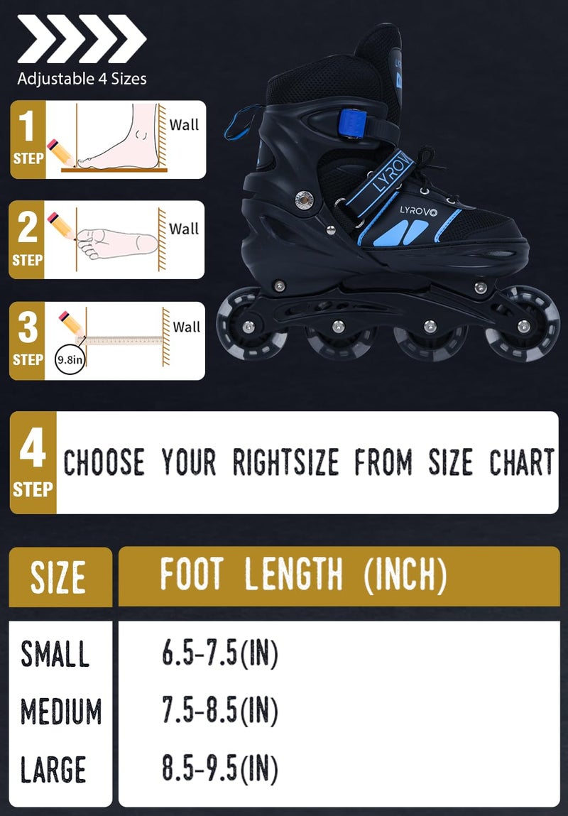 Lyrovo Aluminium Inline Skates Shoes (M, Blue) - Image 2