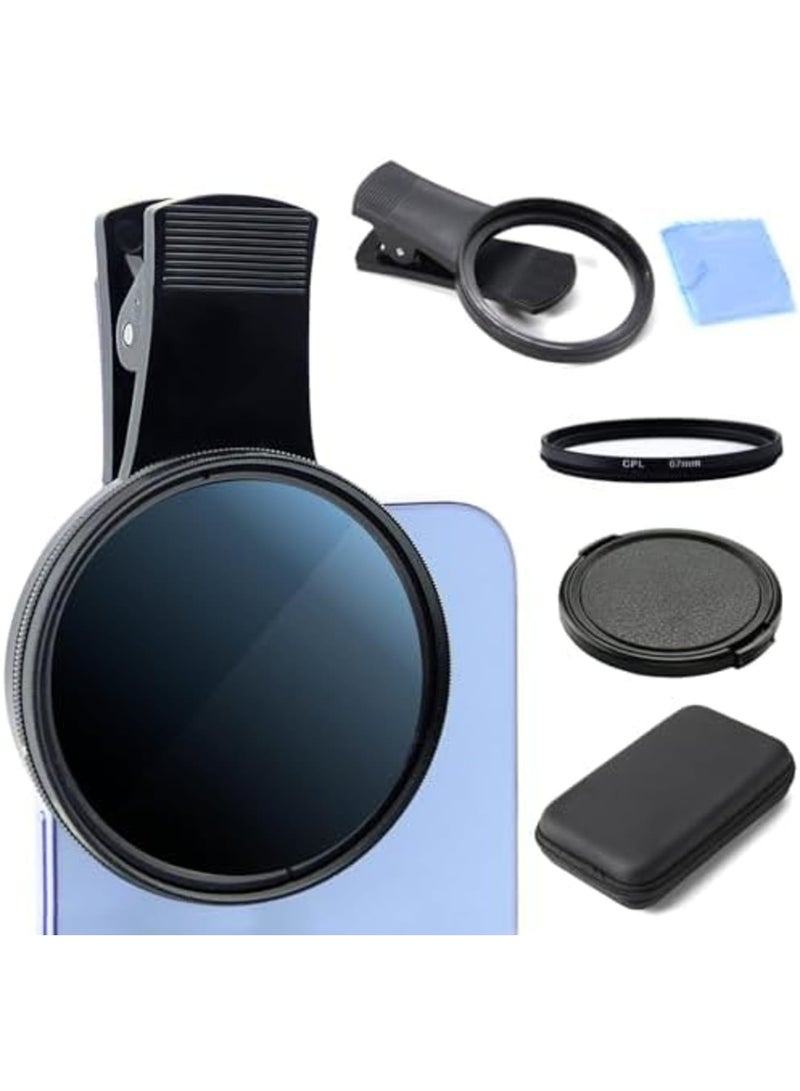 Barakah 67MM CPL Filter for Smartphones, Universal Clip-On Polarized Lens with Protective Cover and Storage Box, Compatible with iPhone 16 Pro Max 15 14 13, Enhances Photo Quality by Reducing Glare - Image 1