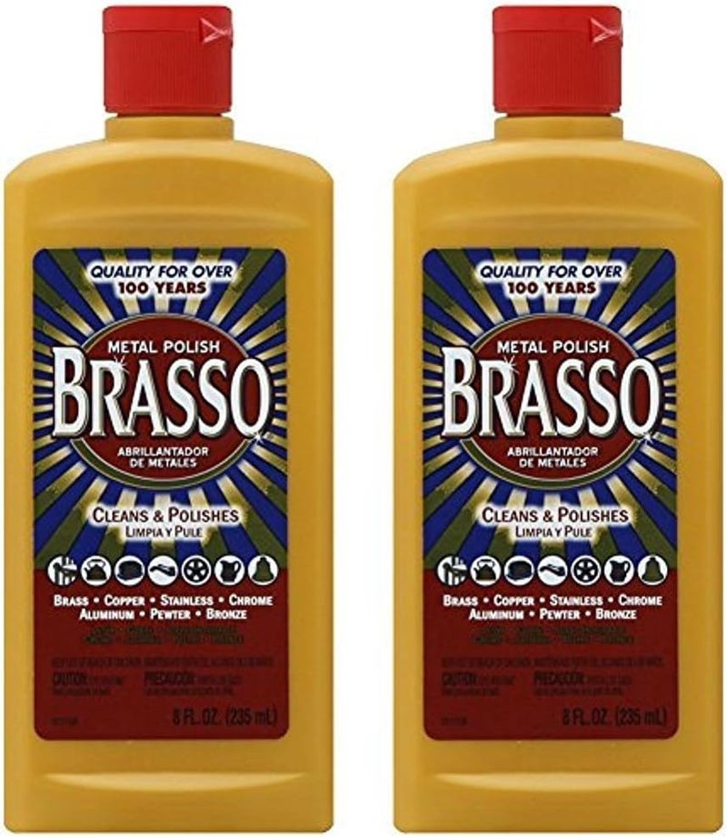 Metal Polish, 8 oz Bottle for Brass, Copper, Stainless, Chrome, Aluminum, Pewter & Bronze, 8 oz (Pack of 2)
