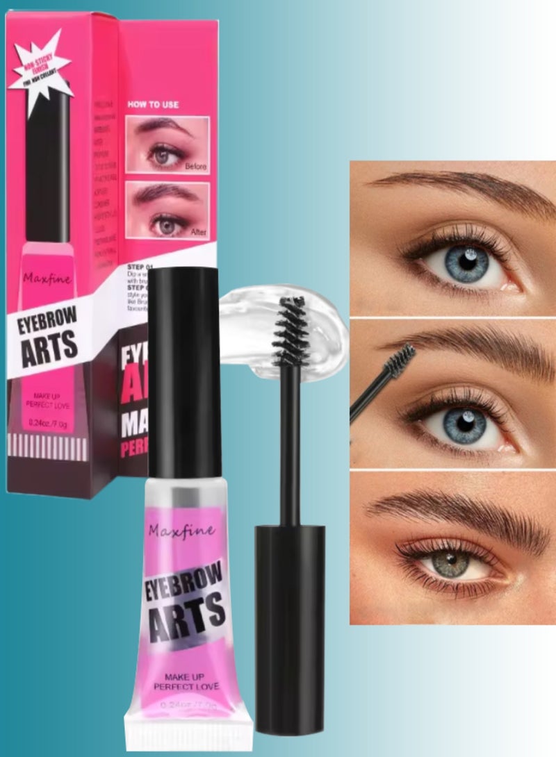 Maxfine Eyebrow Arts Clear Brow Styling Glue Long Lasting Quick Drying Sweat proof and Waterproof Eyebrow Glue with Spiral Brush Transparent Brow Setting Gel Natural Look Eyebrow Styling Gel  - Image 1