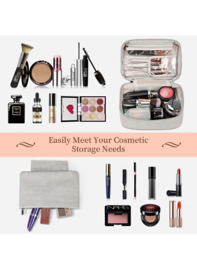 GGEROU Travel Makeup Bag, Waterproof Cosmetic Bag, Portable Travel Makeup Brush Bag, Multifunctional Toiletry Bags Grey - Image 2