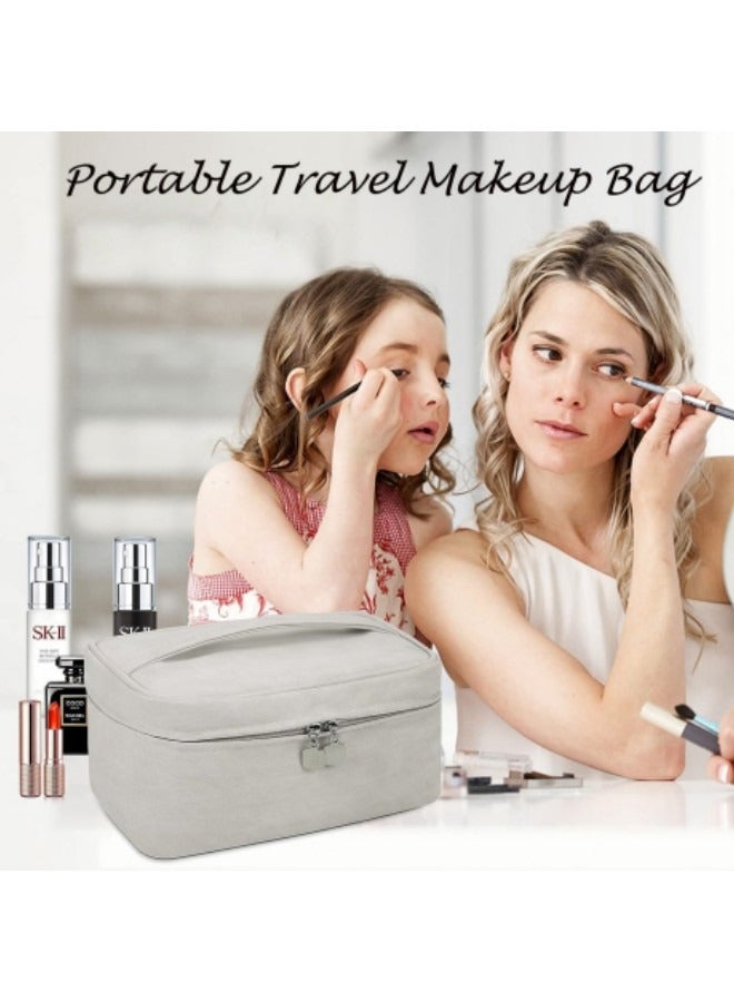 GGEROU Travel Makeup Bag, Waterproof Cosmetic Bag, Portable Travel Makeup Brush Bag, Multifunctional Toiletry Bags Grey - Image 4