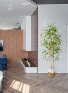 NIBEMINENT Artificial Bamboo Tree, Faux Bamboo Plant, Real Touch Technology, Artificial Plant with 7 Trunks, Ideal for Home Office Indoor Decoration  - Image 3
