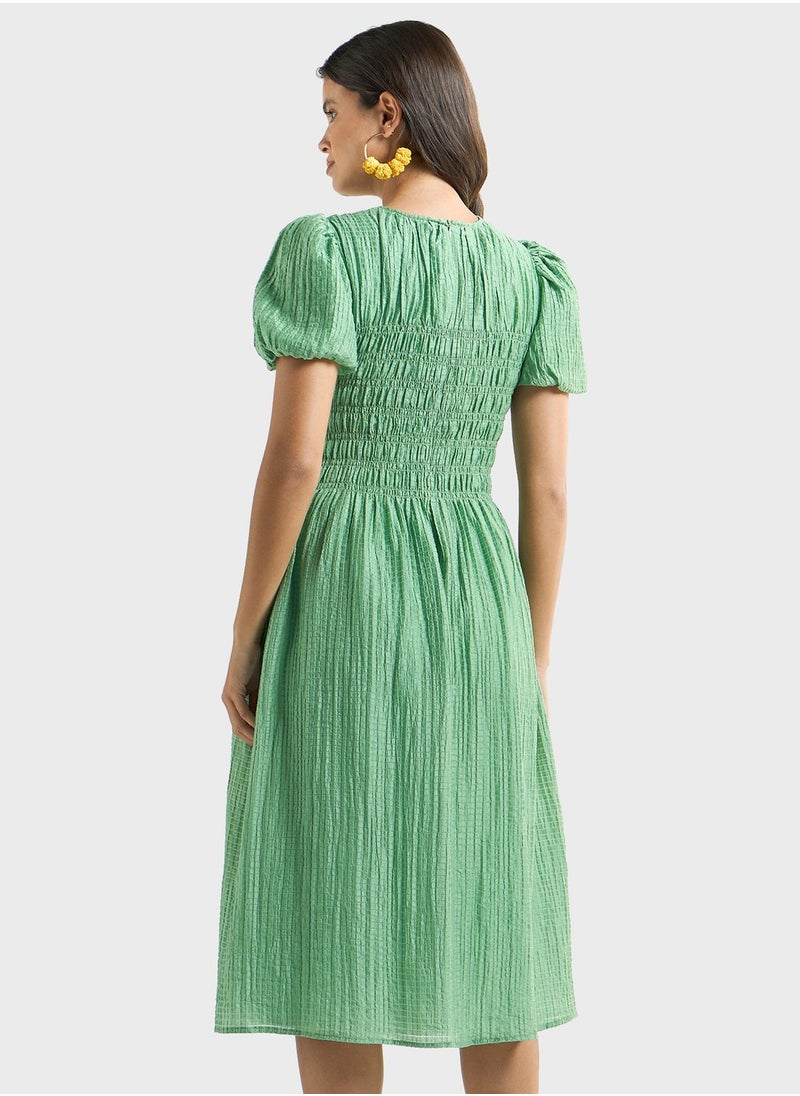 FAV Balloon Sleeve Ruched Dress  - Image 2