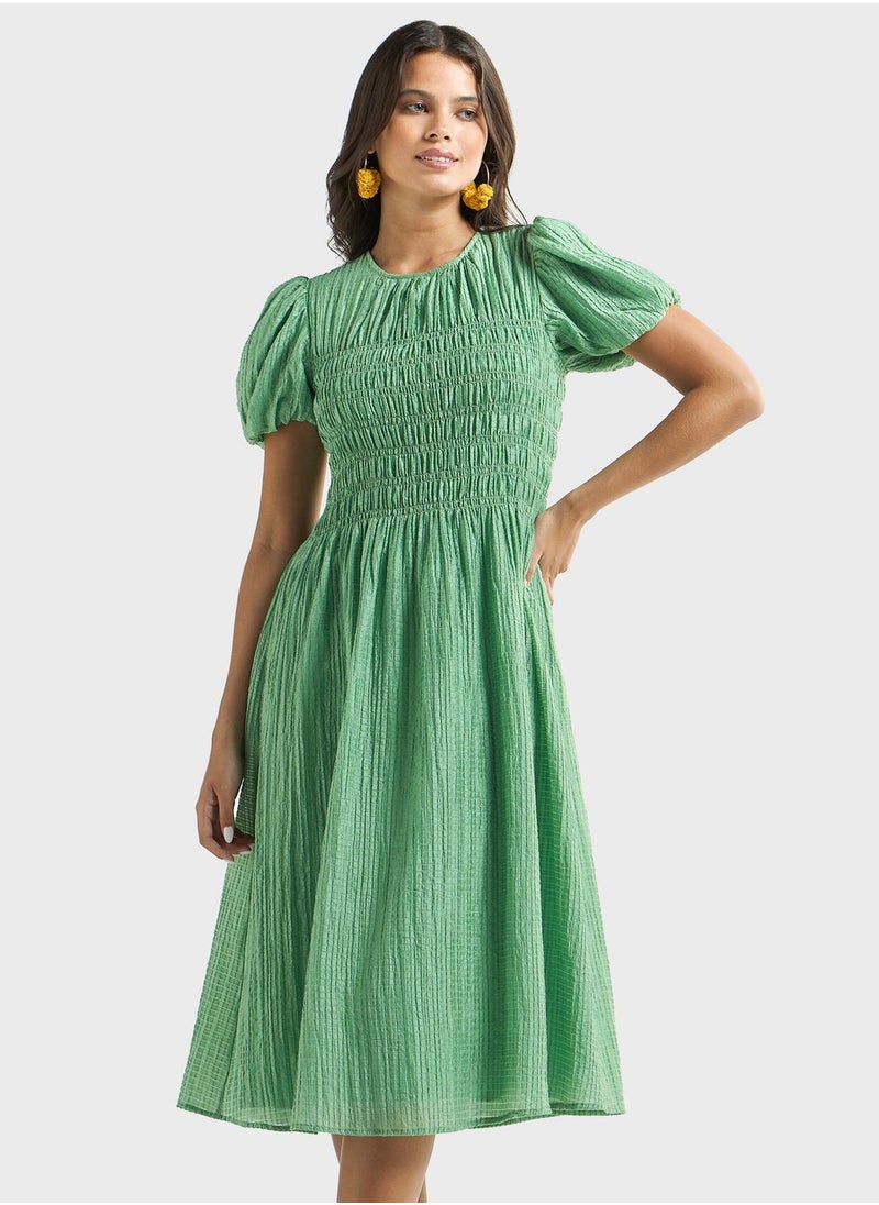 FAV Balloon Sleeve Ruched Dress  - Image 1