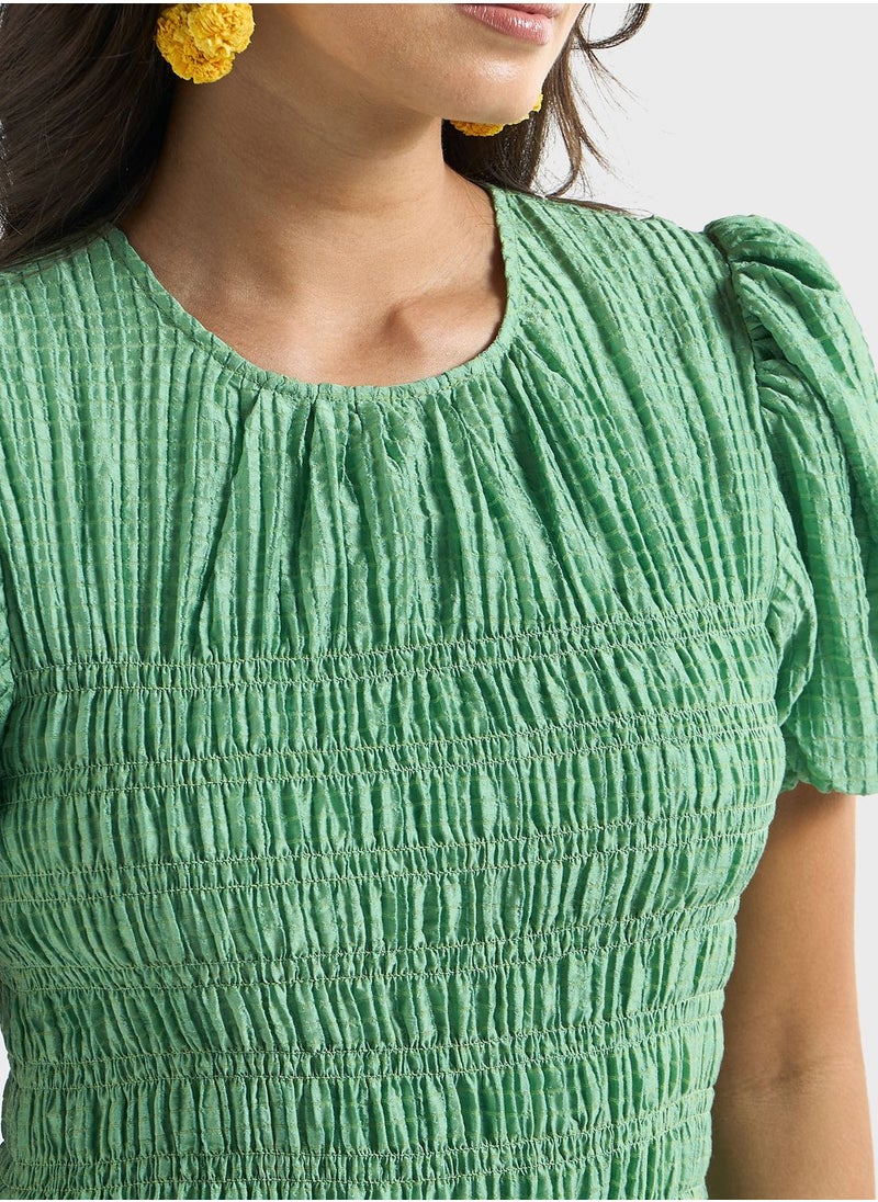 FAV Balloon Sleeve Ruched Dress  - Image 3