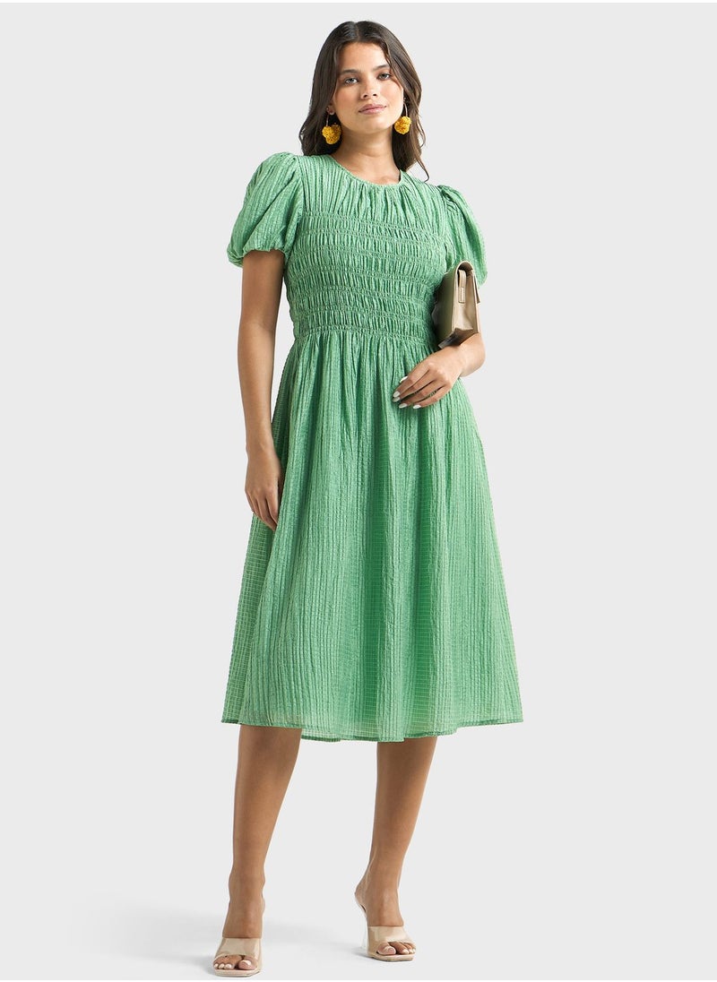 FAV Balloon Sleeve Ruched Dress  - Image 4