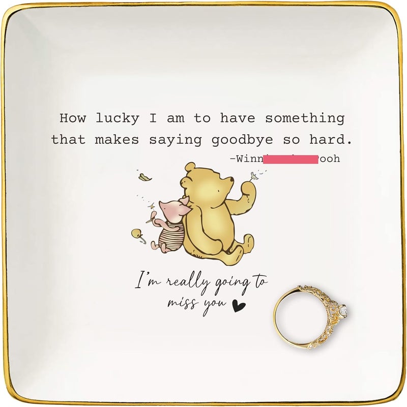 NZY Neighbors Moving Gift,Best Friends Leaving Gift,Colleague Coworker Going Away,New Job,Farewell,Promotion,Retirement Present-Ceramic Jewelry Tray Trinket Holder Ring Dish - Image 1