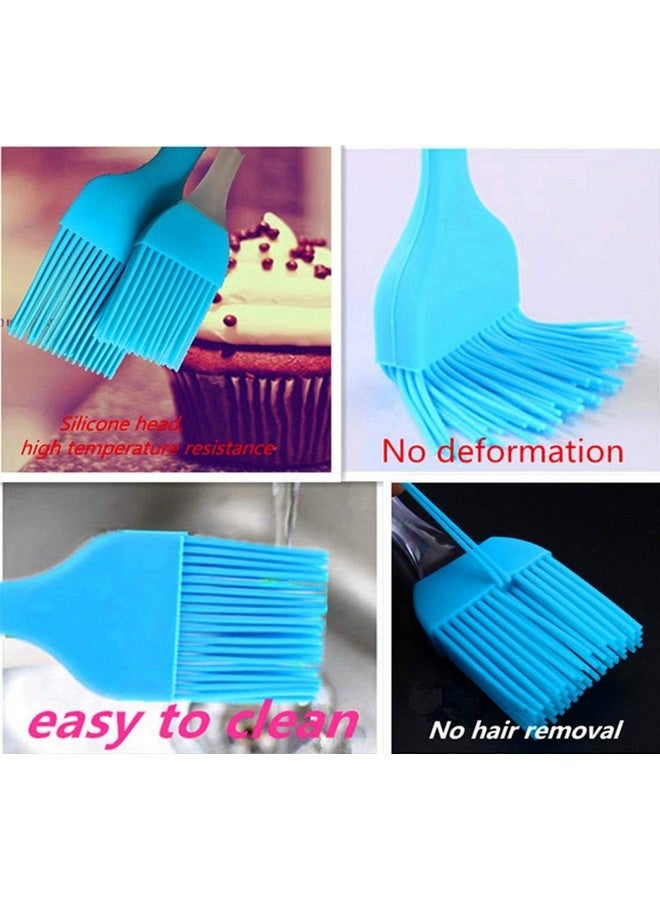 P-Plus International Silicone Basting Brush Set,Stainless Steel Basting Brush with Silicone Bristles for BBQ/Grilling/Pastry Kitchen Oil Brush for Dosa Tawa Pastry Brush (Pack 1(8 inch) Silicone Blue) - Image 2