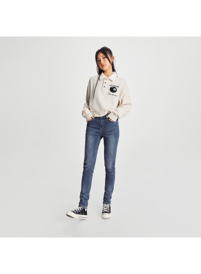 LEE Early Autumn 433 Slim Fit High-waist Tapered Leg Mid-light Blue Women's Jeans Trendy - Image 4