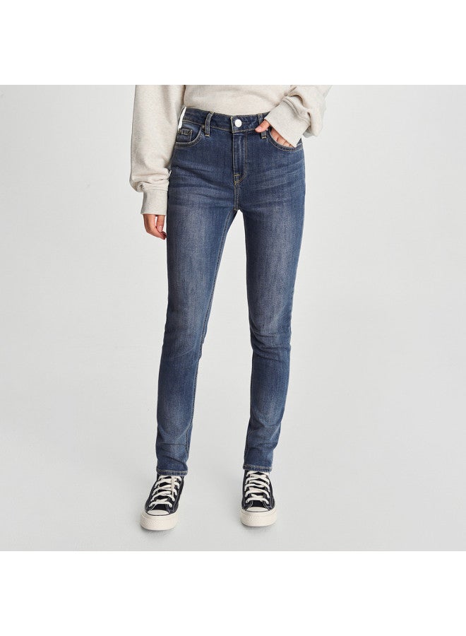 LEE Early Autumn 433 Slim Fit High-waist Tapered Leg Mid-light Blue Women's Jeans Trendy - Image 2