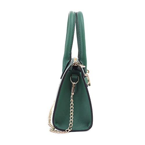 EVVE Women's Evening Bag Party Clutches Mini Satchel Purses Cocktail Prom Handbags with Chain and Lock | KELLY GREEN - Image 3