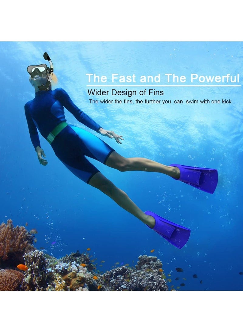 Y&D Swimming Fins, 8.27*3.35 inches Silicone Short Fins Adult Kids Professional Lightweight Diving Training Flippers for Snorkeling, and Blue  - Image 3