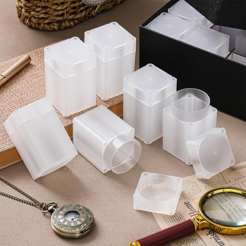Qunclay 12 Pcs Square Silver Eagles Coin Tubes with 1 Storage Box Plastic Clear Holders with Lid for Coins Collection Supplies, Inner Diameter 40.6 MM - Image 5