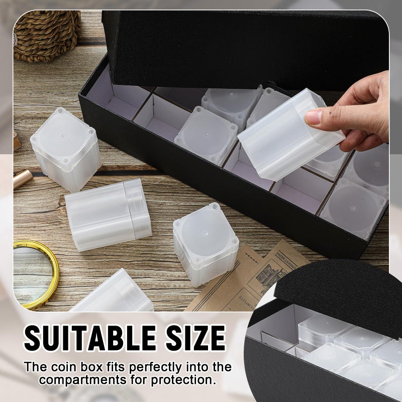 Qunclay 12 Pcs Square Silver Eagles Coin Tubes with 1 Storage Box Plastic Clear Holders with Lid for Coins Collection Supplies, Inner Diameter 40.6 MM - Image 4