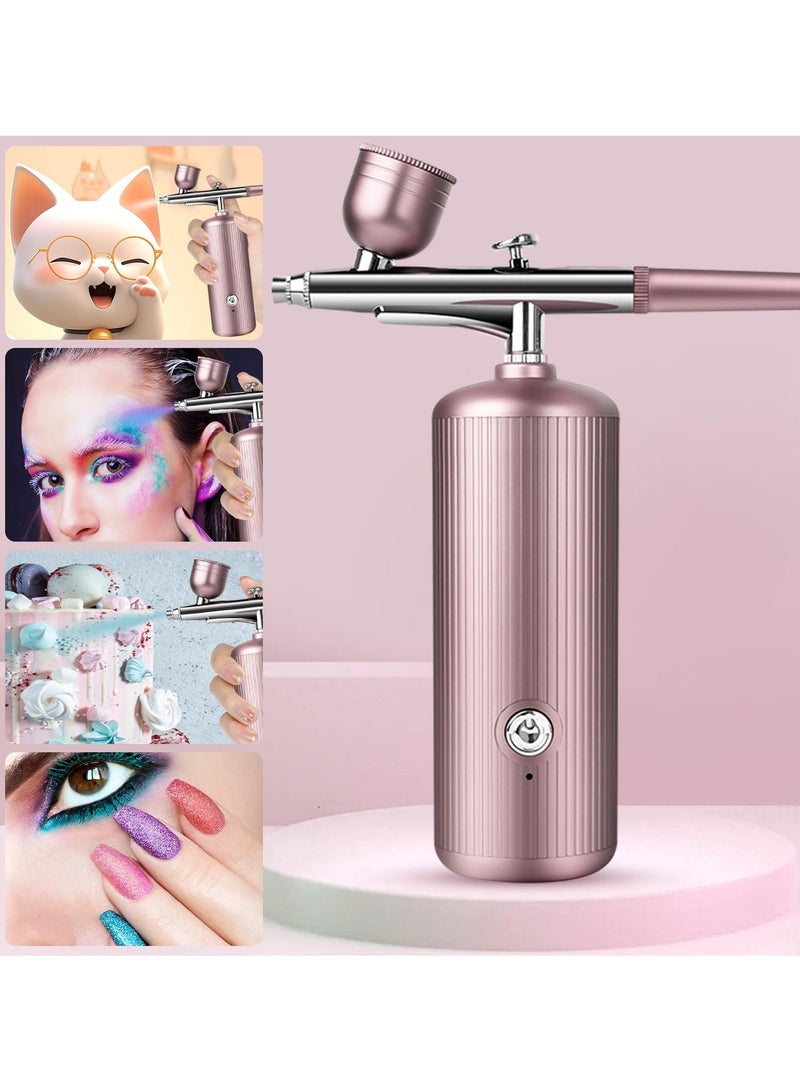 Jourvent Portable Airbrush with Air Compressor, Portable Handheld Cordless Mini Rechargeable Air Brush for Makeup, Cake Decoration, Nail Art, Skin Hydration, and Face Painting (Pink) - Image 4