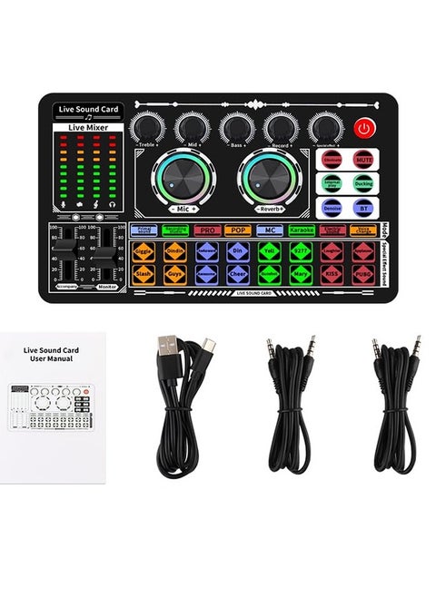 Podcast Sound Board - Music Sound Mixer with Effects, Audio Interface for PC Mac iPhone Android, Sound Card for Streaming Recording, DJ Mixer for Beginners