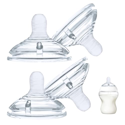LSAUVWN 4Count Silicone Nipples Compatible with Tommee Tippee Natural Start AntiColic Bottles Advanced AntiColic Bottles Close to Natural Bottless and NUK Simply Natura Bottle Fast Flow 6m