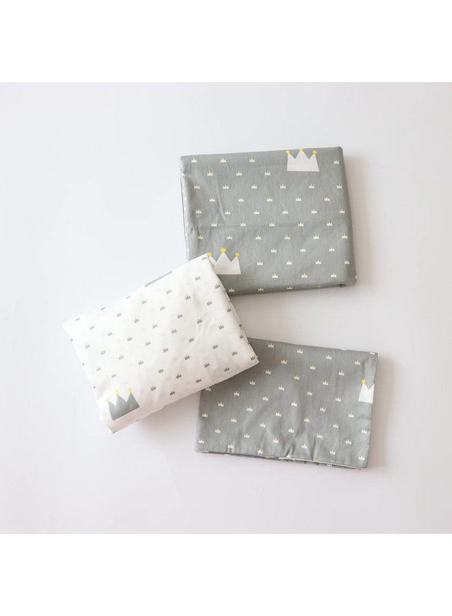 Emenpy 100% Cotton Crib Bedding Set for Baby Boys Girls,3 Pcs Baby Bed Linen Include Duvet Cover,Fitted Sheet,Pillowcase,Nursery Decoration,No Filler(Grey) - Image 2