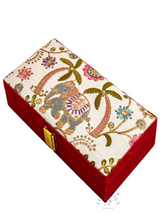 LIFAFEWALA Decorative Embroidery Shagun Box, Cash Box, Gaddi Box, Jewellery Box, Gift Box, Money Box Envelope (Elephant Design) - Image 1