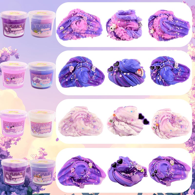 Rowecvce 6 Pack Slime Kit, Purple Dream Slime Kids, Cloud Butter & Clear Slime, Party Favors, Toys for Girls Boys Ages 5 6 7 8 9 10 11 12, Goodie Bag Stuffers, Birthday Gift Ideas Cute Stuff - Image 5