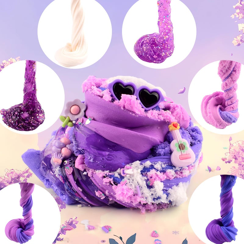 Rowecvce 6 Pack Slime Kit, Purple Dream Slime Kids, Cloud Butter & Clear Slime, Party Favors, Toys for Girls Boys Ages 5 6 7 8 9 10 11 12, Goodie Bag Stuffers, Birthday Gift Ideas Cute Stuff - Image 4