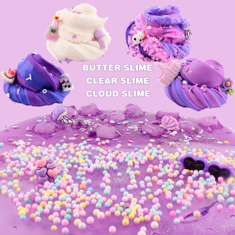 Rowecvce 6 Pack Slime Kit, Purple Dream Slime Kids, Cloud Butter & Clear Slime, Party Favors, Toys for Girls Boys Ages 5 6 7 8 9 10 11 12, Goodie Bag Stuffers, Birthday Gift Ideas Cute Stuff - Image 2