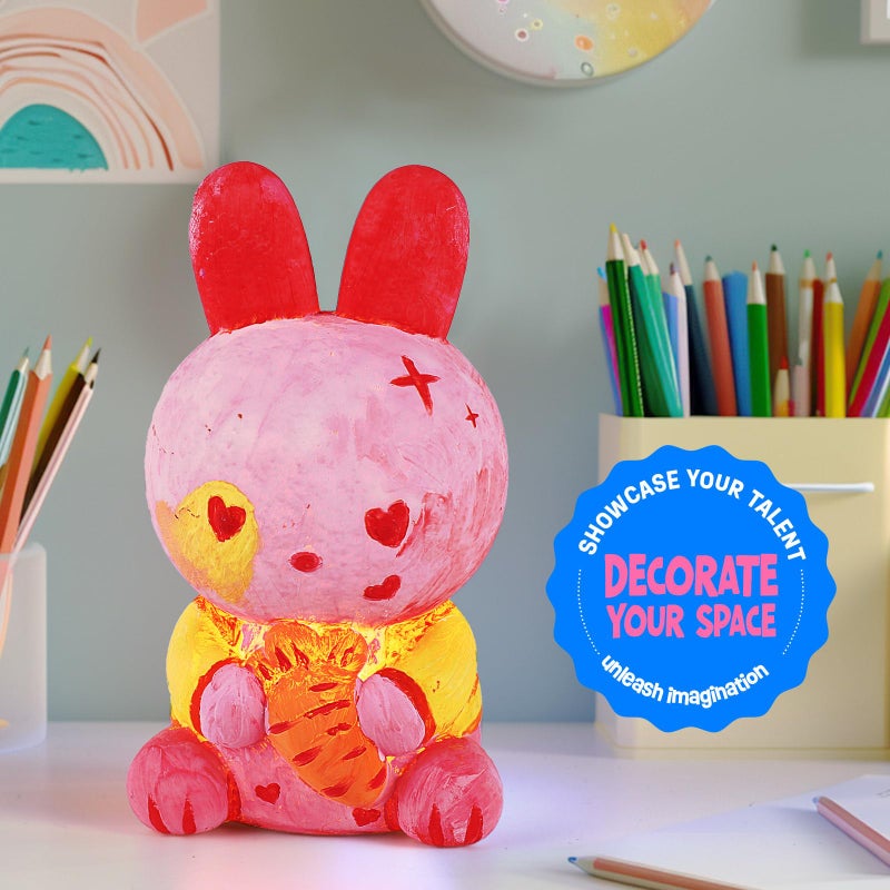 LAOESE Paint Your Own Bunny Lamp Kit, Art Supplies Arts & Crafts Kit, Painting kit for Kids 6-12, Arts and Crafts for Kids Ages 8-12, Toys Girls Boy Birthday Gift Ages 3 4 5 6 7 8 9 10 11 12+ - Image 4