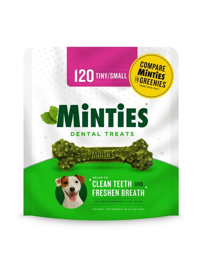 Minties Dental Chews for Dogs, 120 Count, Vet-Recommended Mint-Flavored Dental Treats for Tiny/Small Dogs 5-24 lbs, Dental Bones Clean Teeth, Fight Bad Breath, and Removes Plaque and Tartar - Image 1
