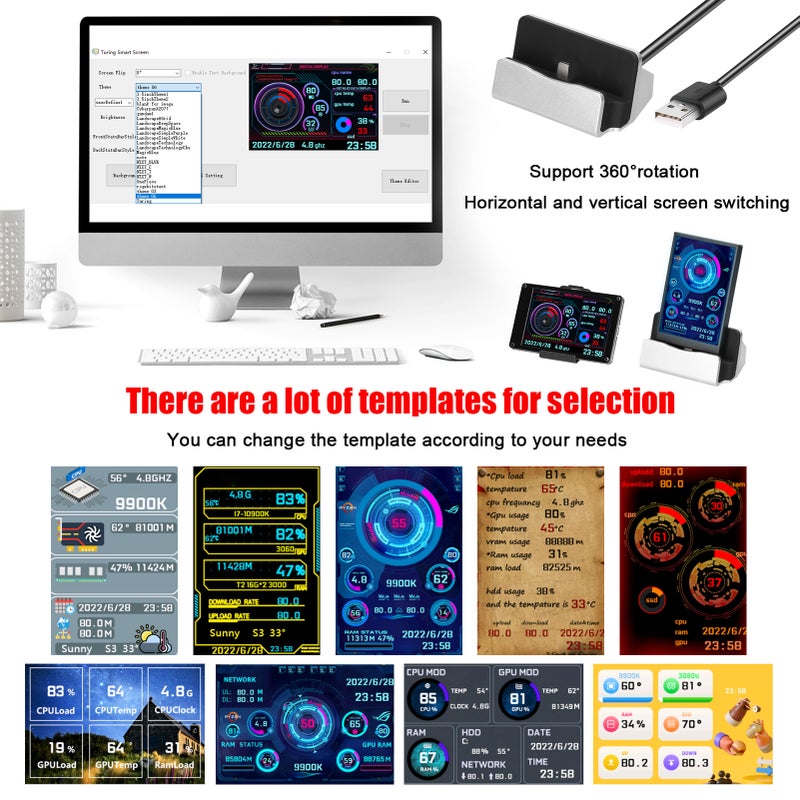 3.5 بوصة شاشة عرض LCD IPS لحواسيب شاشة عرض شاشة فرعية لمراقبة وحدة المعالجة المركزية وبطاقة المعالجة الرقمية تدعم نظام راسبيري باي ويندوز لينكس - Image 3