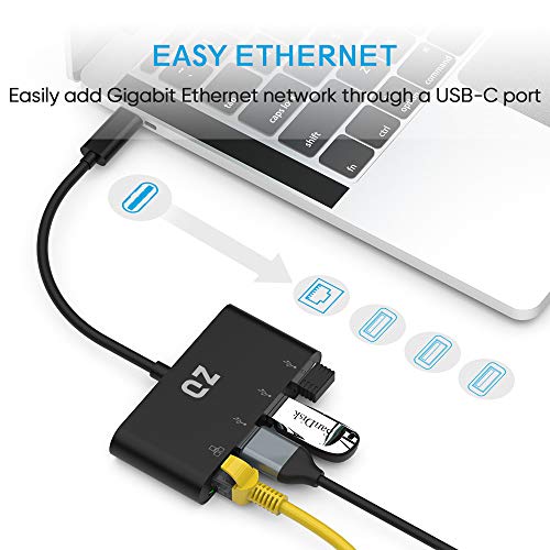 QZ [3 x USB 3.1+ Ethernet LAN] QZ USB Type C Hub with Ethernet for Next Gen Office Work Station, USB-C Hub with LAN RJ45 for PC, Laptop and Phones [USB 3.1 Gen 1] - Image 2