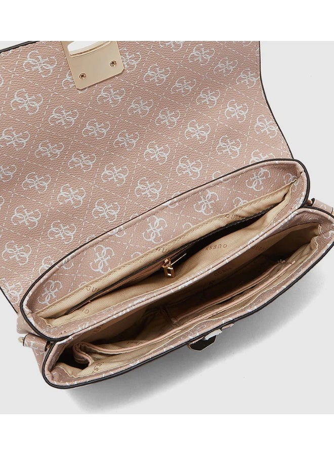 GUESS Printed Top-Handle Mini Bag – Beige  (Chic & Compact Everyday Elegance) - Image 3