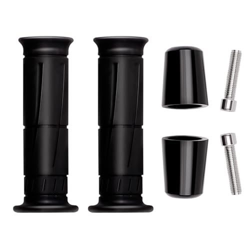 SeDeplacer 2Pcs Black Hand Grips & Bar Ends(Left+Right) Compatible with Kawasaki Ninja 250 300 400 500 ZX4RR 600 ZX600 ZX6 636 ZX6R 650 ZX750 ZX7 ZX7R ZX900 ZX9 ZX10R 1000 ZX11 ZX12R ZX14 ZX14R - Image 1