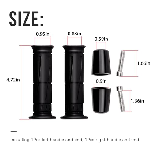 SeDeplacer 2Pcs Black Hand Grips & Bar Ends(Left+Right) Compatible with Kawasaki Ninja 250 300 400 500 ZX4RR 600 ZX600 ZX6 636 ZX6R 650 ZX750 ZX7 ZX7R ZX900 ZX9 ZX10R 1000 ZX11 ZX12R ZX14 ZX14R - Image 5