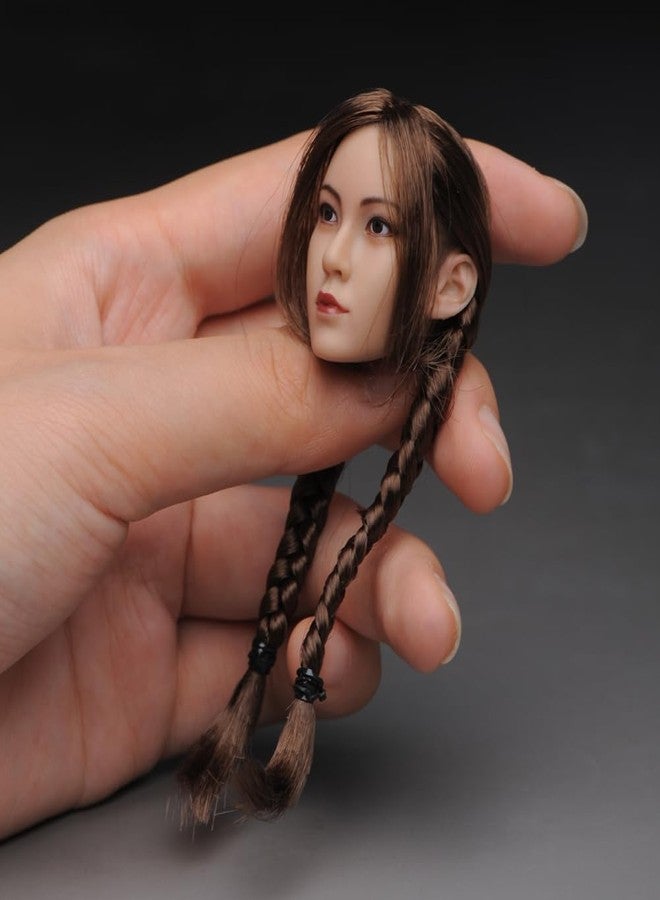 Fremego رأس أنثوي منحوت من فريميجو بمقياس 1/6، نحت رأس فتاة آسيوية بشعر مضفر من نوع يينغ لجسم شخصية الحركة PH TBL JO مقاس 12 بوصة (شعر بني مضفر مزدوج - بشرة سمراء) - Image 4