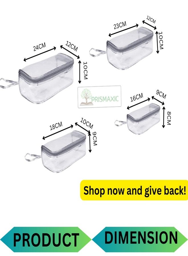 PRISMAXIC Set of 4 Multipurpose Transparent Travel Pouch Makeup Toiletry Kit Bag Cosmetic Pouch for Women Makeup Organizer Bag Plastic Box Vanity, Shaving Kit Toiletry Bag for Men - Image 2