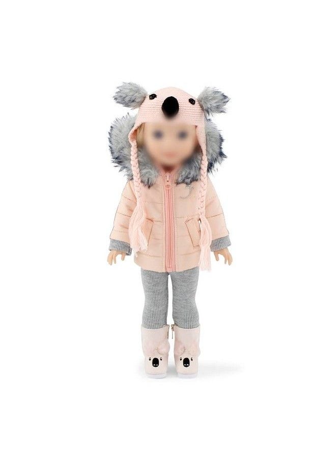Emily Rose - 14 Inch Doll 4 Pc Winter Snow Coat Koala Outfit Includes Adorable Knit Hat And Boots Accessories ; Compatible With Wellie Wishers Dolls - Image 1