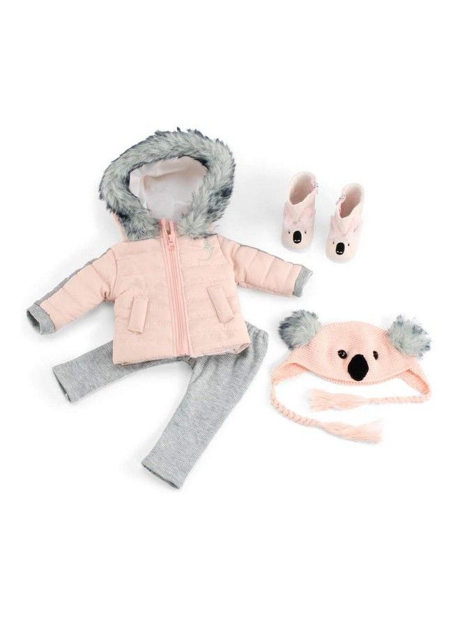 Emily Rose - 14 Inch Doll 4 Pc Winter Snow Coat Koala Outfit Includes Adorable Knit Hat And Boots Accessories ; Compatible With Wellie Wishers Dolls - Image 1