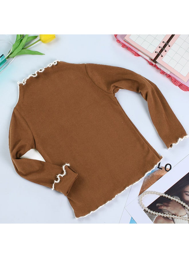 Autumn And Winter De Velvet Children's Bottoming Shirt Solid Color All-match Long-sleeved Shirt Girls' Baby Warm over Autumn Clothes T-shirt