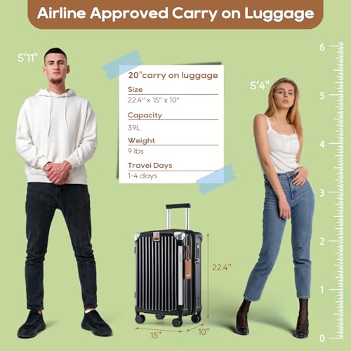 Joyway Carry On Luggage, Expandable Suitcase with Smart Cup Holder and USB Port, 20 IN Hardside Checked with TSA Lock Spinner Double Wheels, Black - Image 5