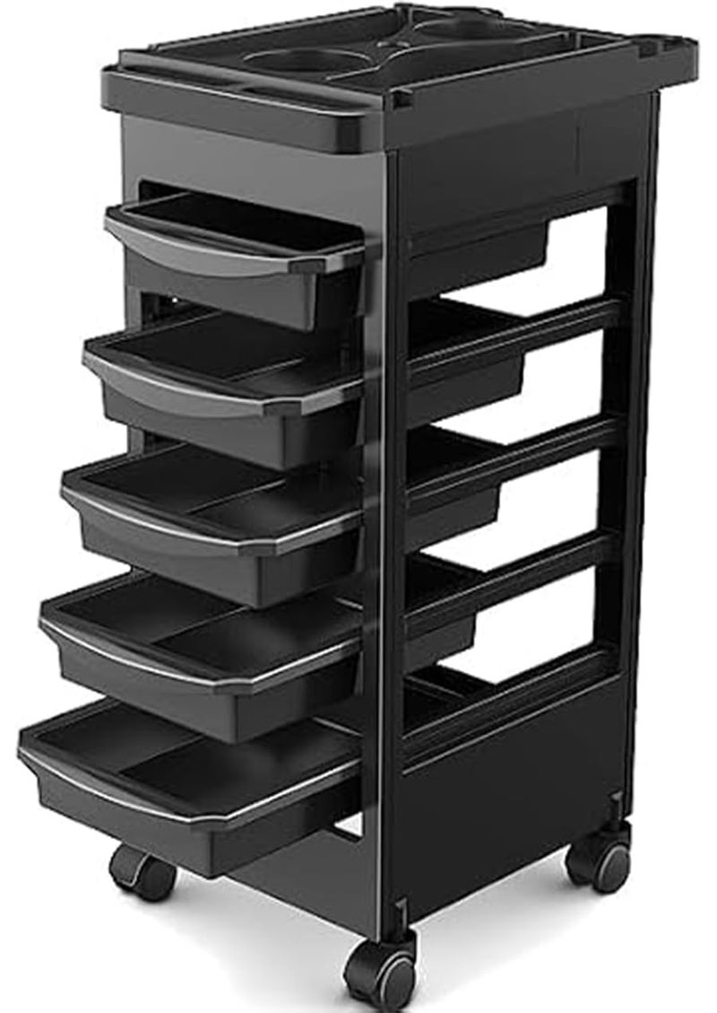 Qtavia Budget Hair Styling Salon Trolley Cart with Wheels and 5 Drawers Salon Rolling Cart for Extra Hairdresser Storage Tool Free Rolling Salon Cart for Hair Stylist Hairdresser Beauty Tattoo - Image 1