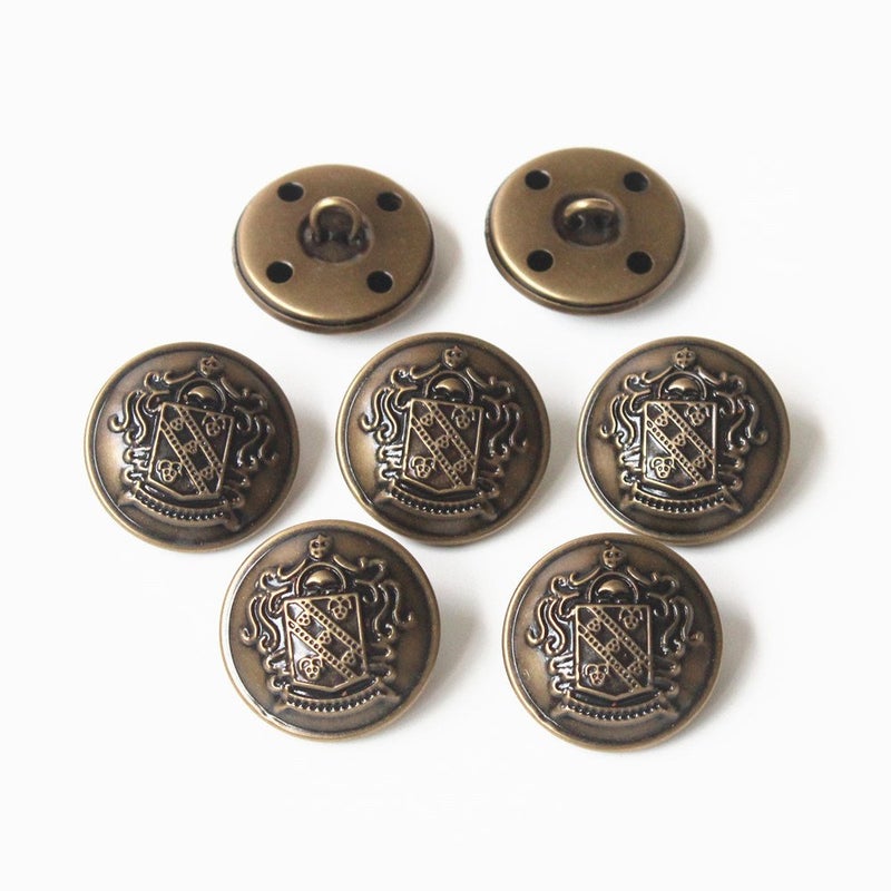 YaHoGa 10PCS 1 Inch (25mm) Antique Metal Buttons with Shank for Blazers, Suits, Jackets (Antique Brass) - Image 2