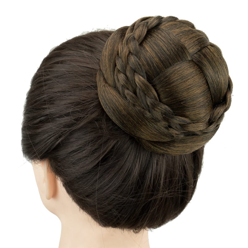 IMISSU Hair Bun Wig â€“ Updo Braided Chignon for Women, Donut Hairpiece with Scrunchie, Hair Cover Accessory (Mix Brown) - Image 1