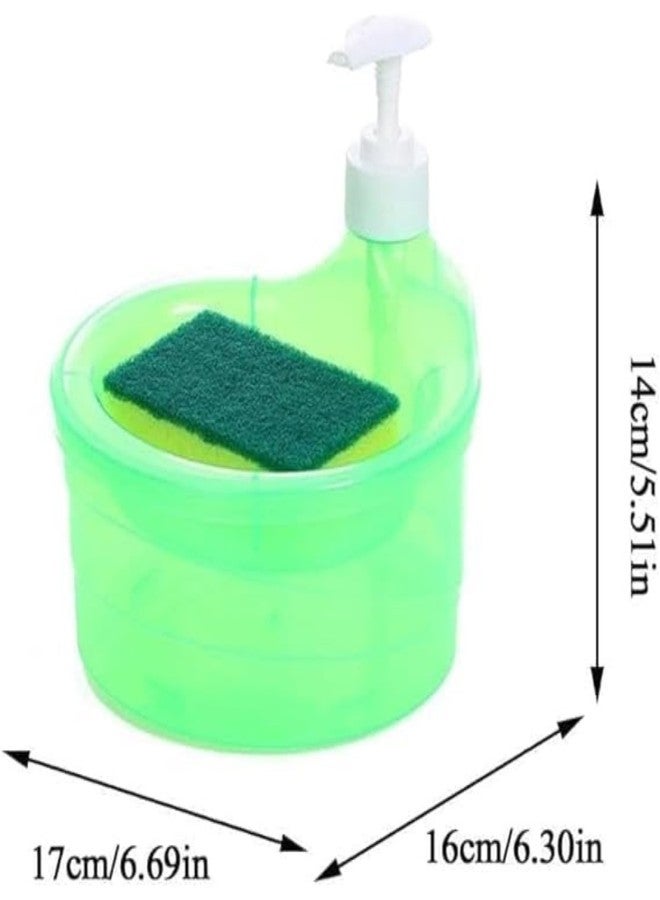 SHREESHANN 2 in 1 Double Layer Liquid soap Dispenser with Pump and Sponge Soap Scrubber Holder Multifunctional Dishwashing Container Sink Kitchen Multicolor (Pack of 1) - Image 2
