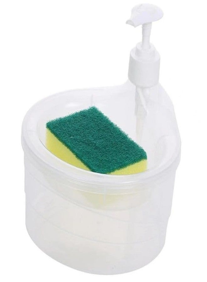 SHREESHANN 2 in 1 Double Layer Liquid soap Dispenser with Pump and Sponge Soap Scrubber Holder Multifunctional Dishwashing Container Sink Kitchen Multicolor (Pack of 1) - Image 1