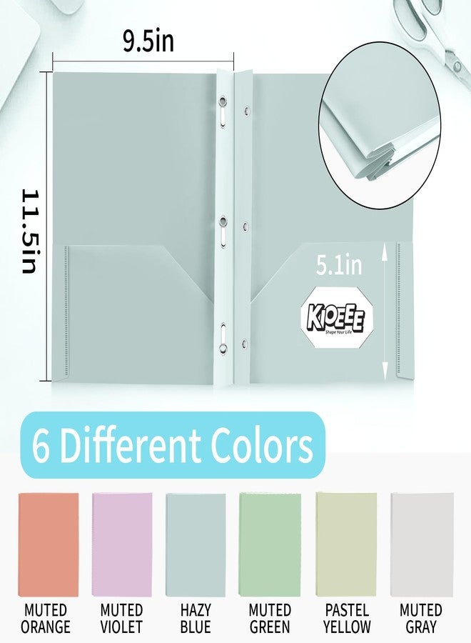 Kioeee Folders with Pockets and Prongs,Heavy Duty Plastic Pocket Folders with 3 Prongs and Business Card Slot,Fit Letter Size Paper,Assorted Color for Home,School and Office (6) - Image 2