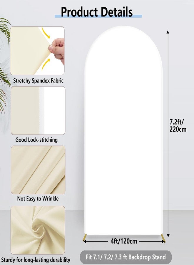 هيموتوب غطاء خلفية مقوسة من Hemmotop بطول 7.2 قدم (قطعة واحدة بلونين)، أغطية حامل مقوسة من الإسباندكس باللونين الأبيض والبيج، خلفية من القماش المطاطي لأقواس البالونات، حفلات الزفاف، حفلات أعياد الميلاد، حفلات استقبال المولود الجديد - Image 5