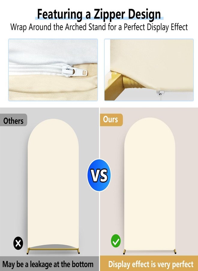 هيموتوب غطاء خلفية مقوسة من Hemmotop بطول 7.2 قدم (قطعة واحدة بلونين)، أغطية حامل مقوسة من الإسباندكس باللونين الأبيض والبيج، خلفية من القماش المطاطي لأقواس البالونات، حفلات الزفاف، حفلات أعياد الميلاد، حفلات استقبال المولود الجديد - Image 2